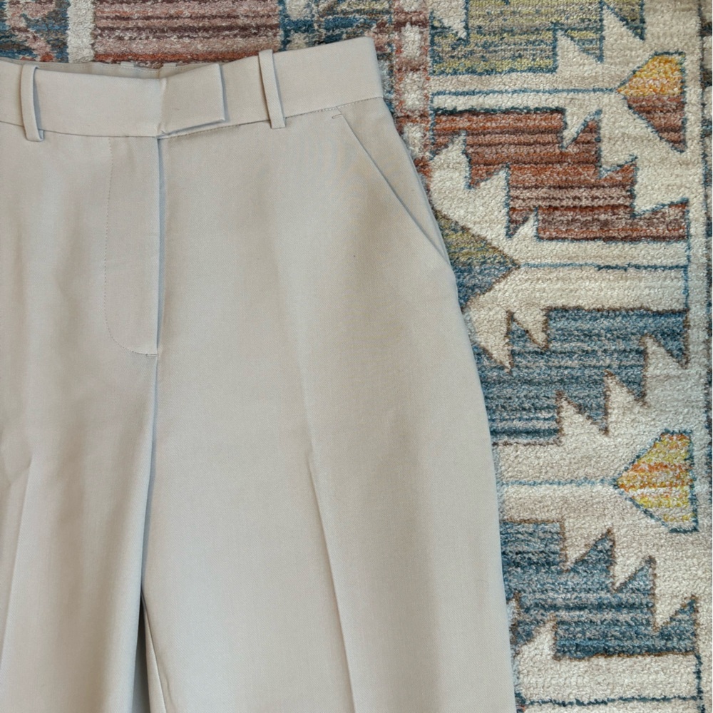 Abercrombie Curve Love Cuffed Hem Tailored Wide Leg Light Tan Pant!